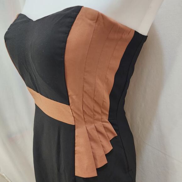 NWT Ark & Co Art Deco Strapless Bodycon Brown Black Sexy Cocktail Dress, Small - Picture 3 of 9